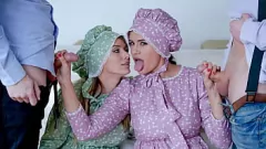 Abspielen Stiefschwestern Penny Barber und unberührte Kante lehren ihre Stiefsöhne die Freuden von Milfs in der Hardcore -Orgie